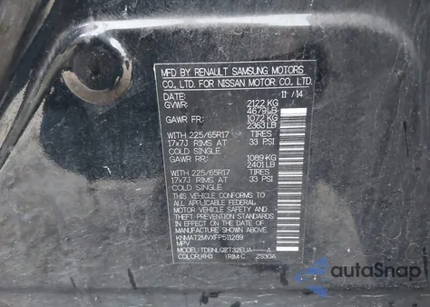 2015 Nissan Rogue Sv z USA, uszkodzony, nr VIN KNMAT2MVXFP511289